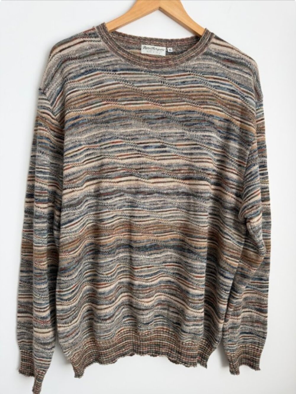 Vintage Norm Thompson "Coogi Style" 3D Textured Knit Cosby Biggie 90s Italy XL